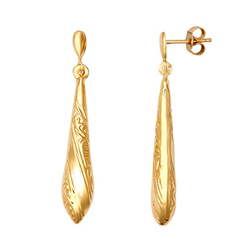 9ct Yellow Gold 25mm Patterned Drop Earrings