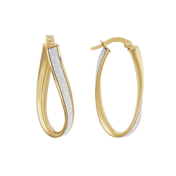9ct Yellow Gold Glitter Fancy Hoop Earrings