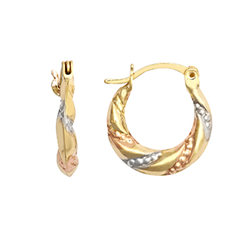 9ct Gold Three Colour Creole Earrings