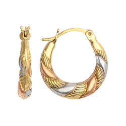 9ct Gold Three Colour Fancy Creole Earrings