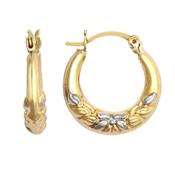 9ct Gold Two Colour Fancy Creole Earrings