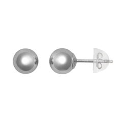 9ct White Gold 6mm Plain Ball Stud Earrings