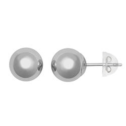 9ct White Gold 8mm Plain Ball Stud Earrings