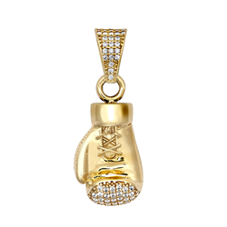 9ct YG Medium Cz Boxing Glove Pendant