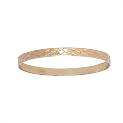 9ct YG 6mm Flat Diamond Cut Bangle