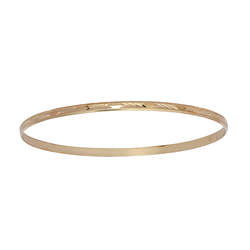 9ct YG 3mm D-Shape Diamond Cut Bangle