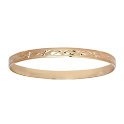 9ct YG 6mm D-Shape Diamond Cut Bangle