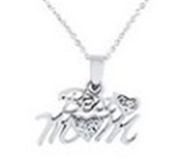 Sterling Silver Crystal Best Mum Pendant with Chain