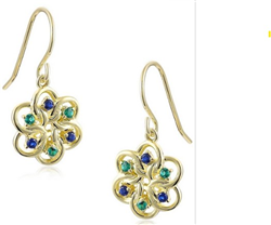 Yellow Gold Plated Sterling Silver Floral CZ Earrings