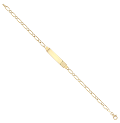 9ct YG Ladies Figaro ID Bracelet