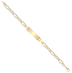 9ct YG Ladies Figaro ID Bracelet