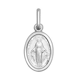 Sterling Silver Oval Miraculous Mary Medallion Pendant