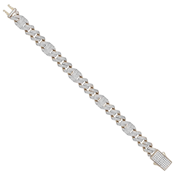 9ct YG Cz Fancy Anchor Link Bracelet - 8