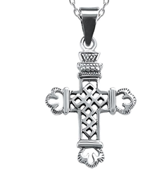 Sterling Silver Fancy Cross Pendant with Chain