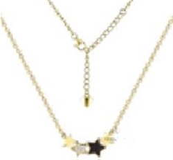 Sterling Silver Gold Plated Stars Blue Gold Sandstone CZ Necklace