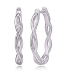 Sterling Silver Rhodium Plated 30mm Entwined Hoop Earrings