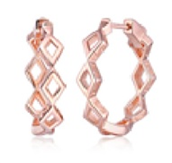 Sterling Silver Gold Plated Diamond Shape Hoop Earrings