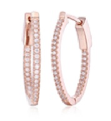 Sterling Silver Gold Plated 27mm Inside Out CZ Hoop Earrings