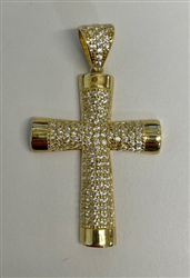 9ct YG Cz Fancy Cross Pendant