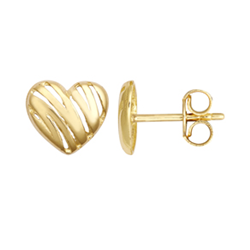 9ct YG Pierced Out Heart Stud Earrings