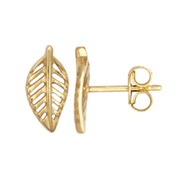9ct YG Leaf Stud Earrings