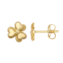 9ct YG Shamrock Stud Earrings