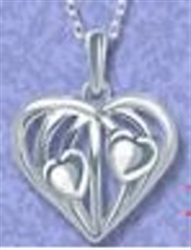 Sterling Silver Heart in Heart Pendant / 18