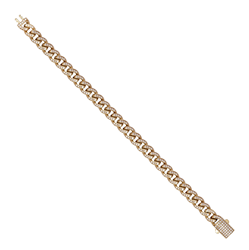 9ct YG Cz Hollow Curb Bracelet