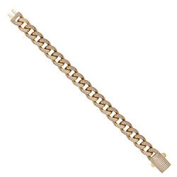 9ct YG Cz Hollow Curb Bracelet