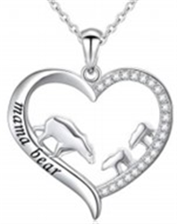 Sterling Silver Family CZ Heart Pendant / 18