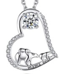 Sterling Silver Family Heart CZ Pendant / 18