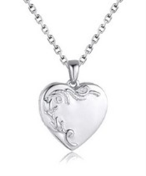 Sterling Silver 16mm Floral Heart Locket Pendant / 18