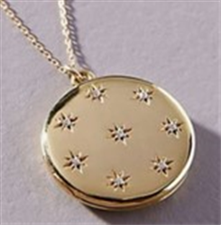 Sterling Silver 16mm Yellow Gold Plated Starstruck CZ Locket Pendant / 18