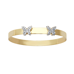 9ct YG Kids CZ Double Butterfly Expandable Bangle