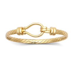 9ct YG Plain Twisted Baby Hook Bangle