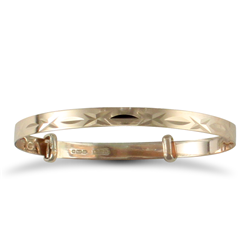 9ct YG Diamond Cut Kids Expandable Bangle