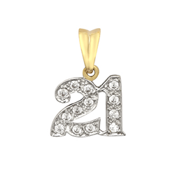 9ct YG Cz 21 Pendant