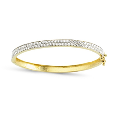 9ct YG Two Row Cz Bangle