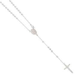 9ct White Gold Kids Rosary Bead Chain with Madonna