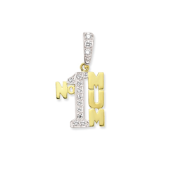 9ct Yellow Gold CZ No.1 Mum Pendant