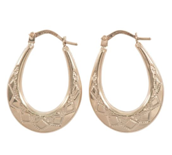 9ct Yellow Gold Oval Creole Earrings