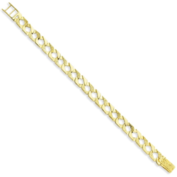 9ct YG Cobra & Plain Gents Curb Bracelet