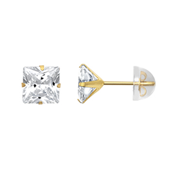 9ct Gold CZ 6mm Square Stud Earrings