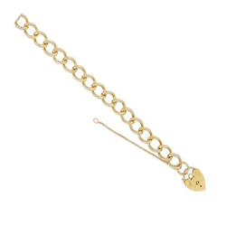 9ct YG Ladies Curb Link Charm Bracelet