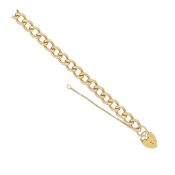 9ct YG Ladies Curb Link Charm Bracelet