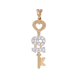 9ct Yellow Gold CZ 18 Key Pendant