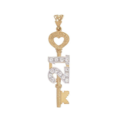 9ct Yellow Gold CZ 21 Key Pendant