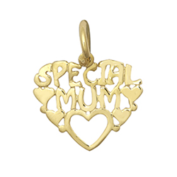 9ct Yellow Gold Special Mum Heart Charm Ladies' Pendant