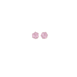 9ct Yellow Gold 6mm Pink CZ Stud Earrings