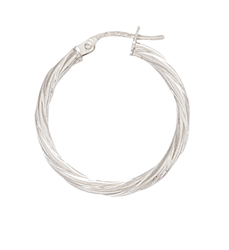 9ct White Gold Twist Hoop Earrings